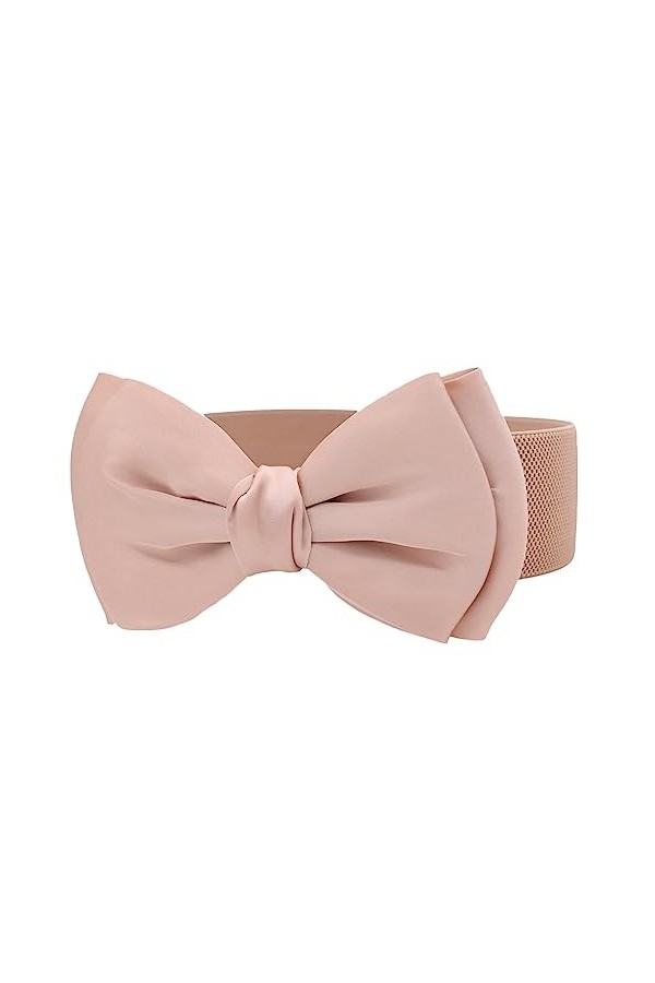 Ceinture Élastique avec Nœud Accessoire Mode Rétro Uni Femmes rose