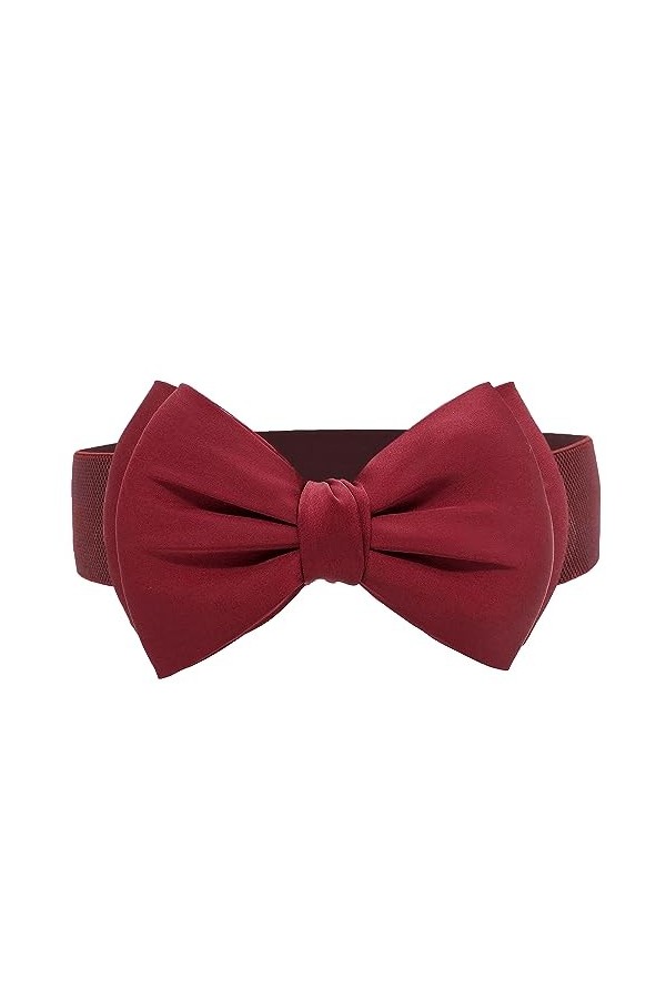 Ceinture Élastique avec Nœud Accessoire Mode Rétro Uni Femmes rose