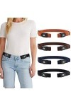 Ceinture sans Boucle Femme, 4 pièces Ceinture Elastique Homme, Ceinture Elastique Sans Boucle pour Jeans