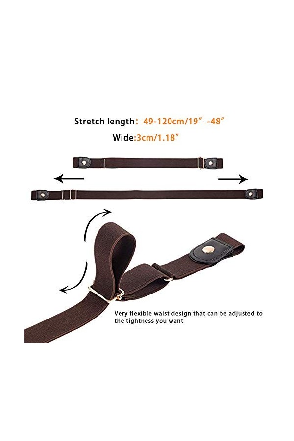 Ceinture sans Boucle Femme, 4 pièces Ceinture Elastique Homme, Ceinture Elastique Sans Boucle pour Jeans