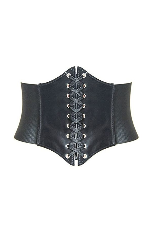 HANERDUN Ceinture Corset pour Femme Cuir Corset à Lacets Ceinture Élastique Ceinture Rétro Cinch Quatre Tailles - Noir - Tail