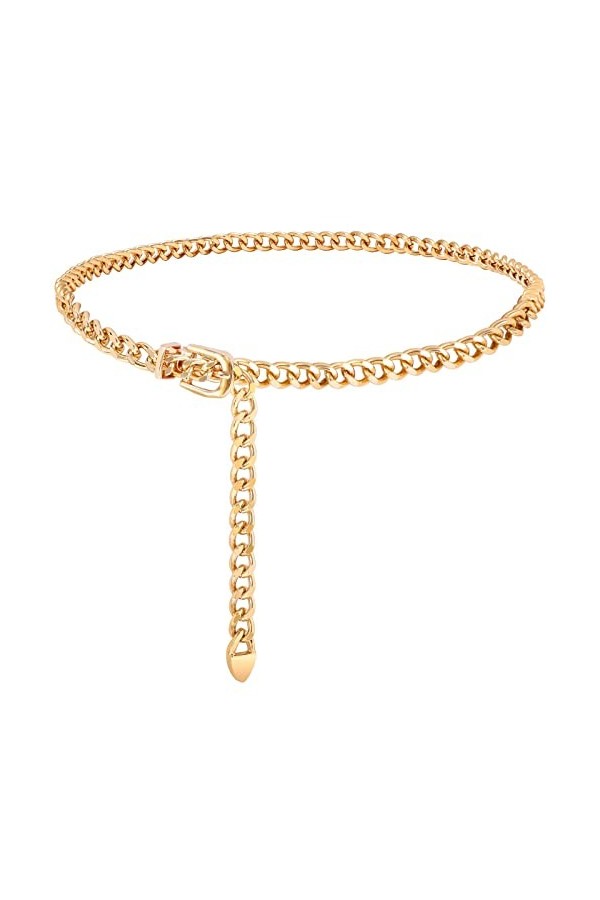 JasGood Chaîne de taille dorée pour femme - Réglable - En métal - Pour robes en jean, 1-Doré, 110cm Passt Taille unter 95cm 