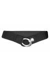 Van Der Rich ® - Ceinture Elastique Large Boucle Ovale Croisé - Femme Noir,TU 