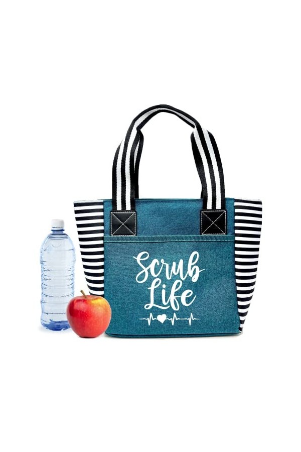 Grand sac fourre-tout à fermeture éclair avec poches pour infirmières – Parfait pour le travail, cadeaux pour CNA, RN, étudia