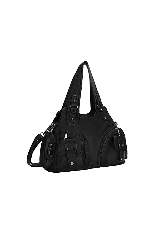 UBORSE Sacs à main Femme Similicuir souple Sacs Hobo Sacs en cuir Vintage Sac à bandoulière Rivet Sac à bandoulière Rétro Sac