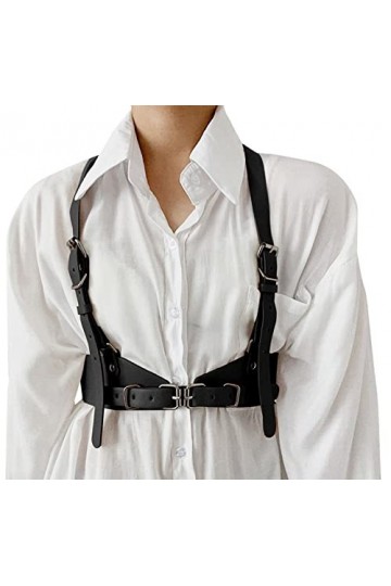 FEOYA Femme Punk Taille Harnais Ceinture Cuir Pour Ceinture En Cuir Filles Goth Gilet Ceinture Réglable Cosplay Party Rave Co