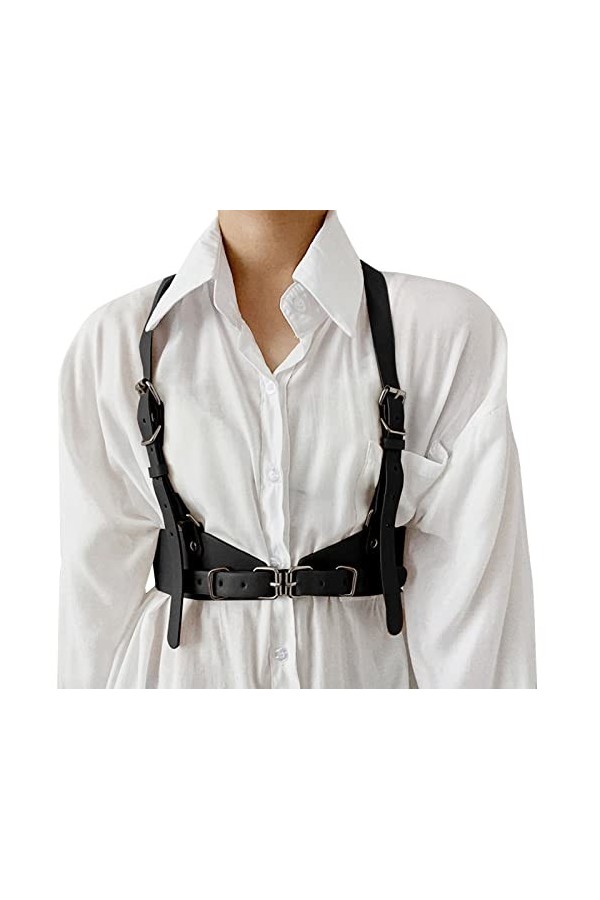 FEOYA Femme Punk Taille Harnais Ceinture Cuir Pour Ceinture En Cuir Filles Goth Gilet Ceinture Réglable Cosplay Party Rave Co