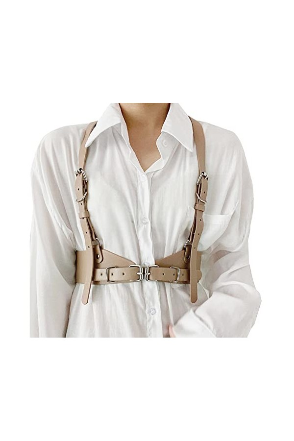 FEOYA Femme Punk Taille Harnais Ceinture Cuir Pour Ceinture En Cuir Filles Goth Gilet Ceinture Réglable Cosplay Party Rave Co