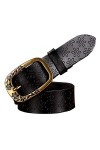 Scherry Ceintures en cuir pour femmes Vintage Floral Ardillon Bracelet pour Jeans Deuxième couche Cowskin Ceinture femme brun