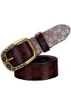 Scherry Ceintures en cuir pour femmes Vintage Floral Ardillon Bracelet pour Jeans Deuxième couche Cowskin Ceinture femme brun