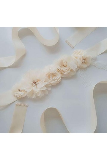Egurs Fleur Ceinture en Dentelle Rose Ceinture Mariage Nuptiale Ceinture de Mariage Ivoire