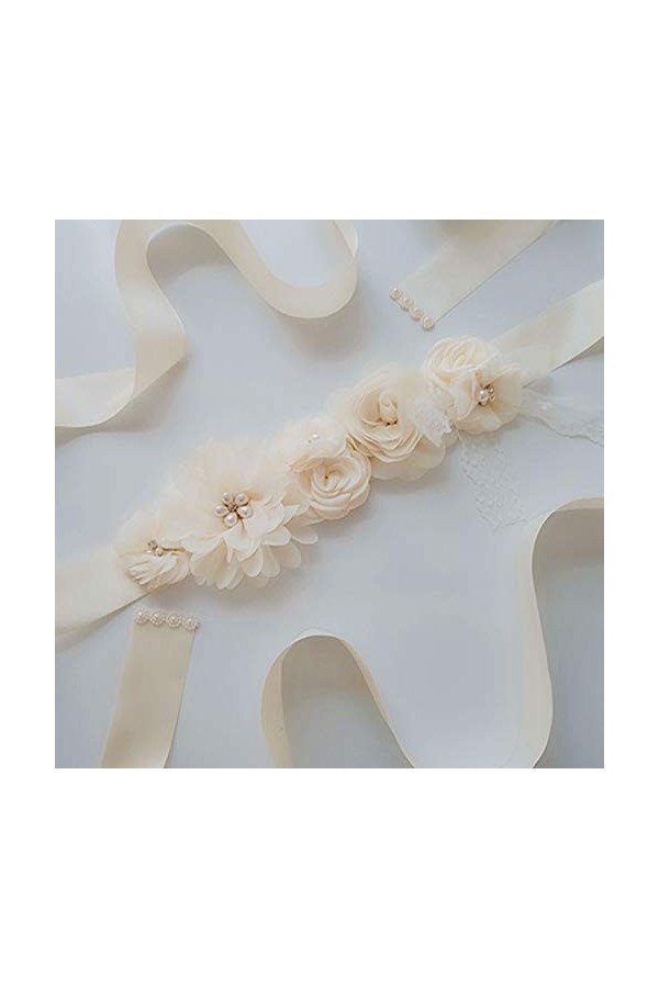 Egurs Fleur Ceinture en Dentelle Rose Ceinture Mariage Nuptiale Ceinture de Mariage Ivoire