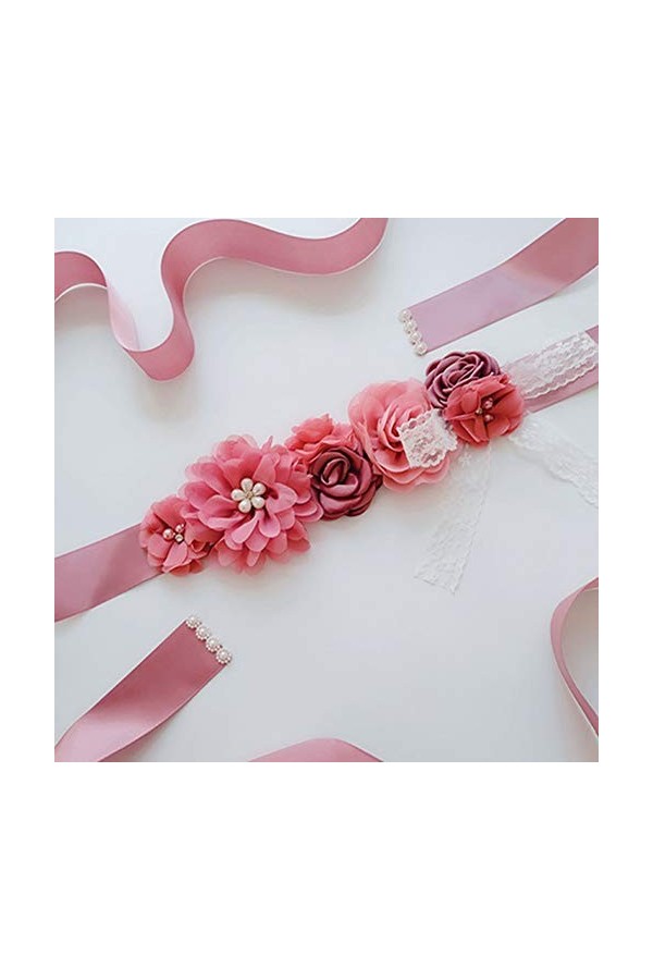 Egurs Fleur Ceinture en Dentelle Rose Ceinture Mariage Nuptiale Ceinture de Mariage Ivoire