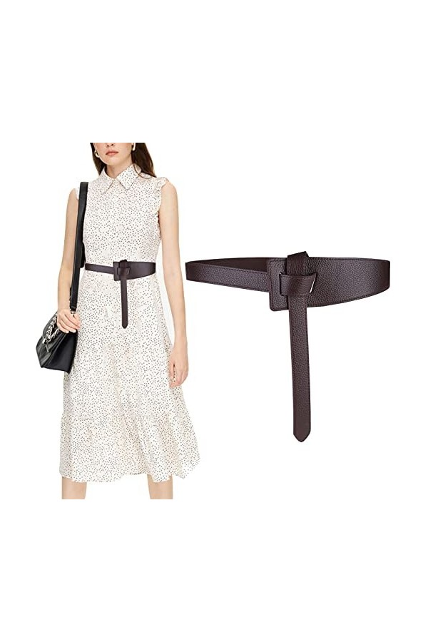 AWOCAN Ceinture à nouer pour femme avec ceinture et combinaison - Noir - taille unique