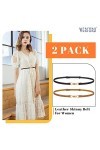 WERFORU Lot de 2 ceintures fines en cuir pour femme avec boucle dorée, A-noir+marron, 120cm/Für Taillengröße unter 110cm