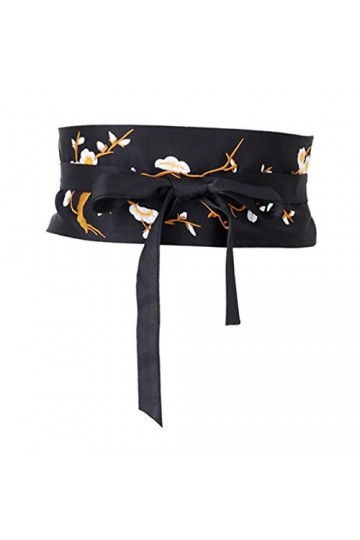 Générique Ceinture Femme Large Obi Style Japonais Assortir avec Robe Kimono, Yukata - Noir