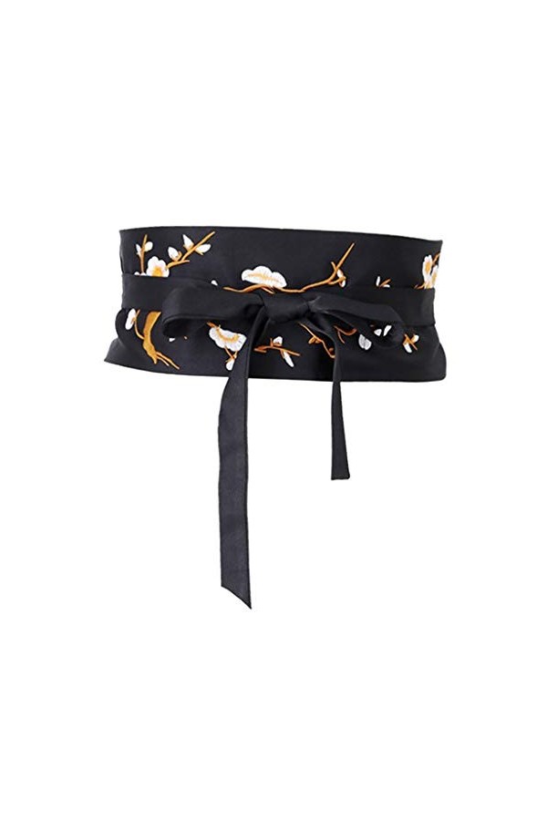 Générique Ceinture Femme Large Obi Style Japonais Assortir avec Robe Kimono, Yukata - Noir