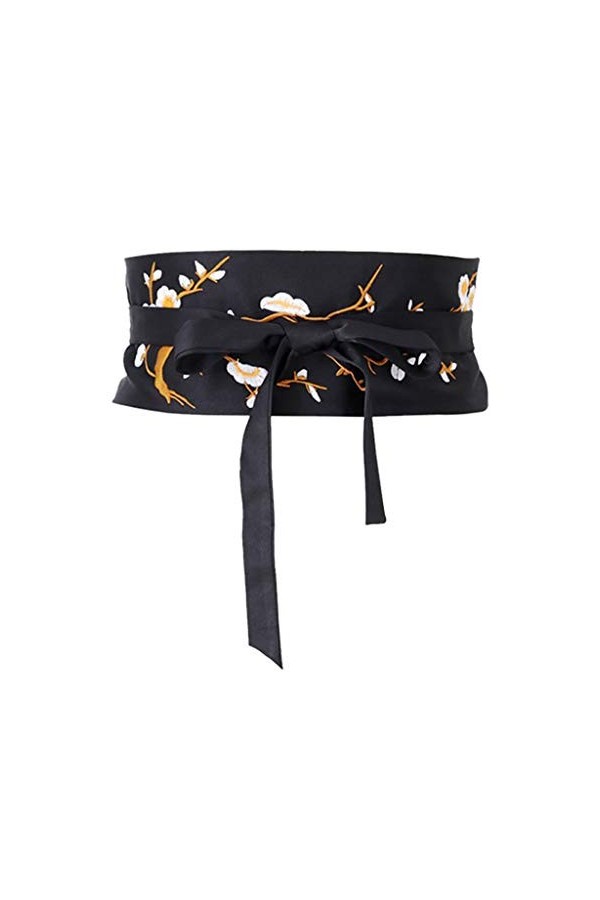 Générique Ceinture Femme Large Obi Style Japonais Assortir avec Robe Kimono, Yukata - Noir