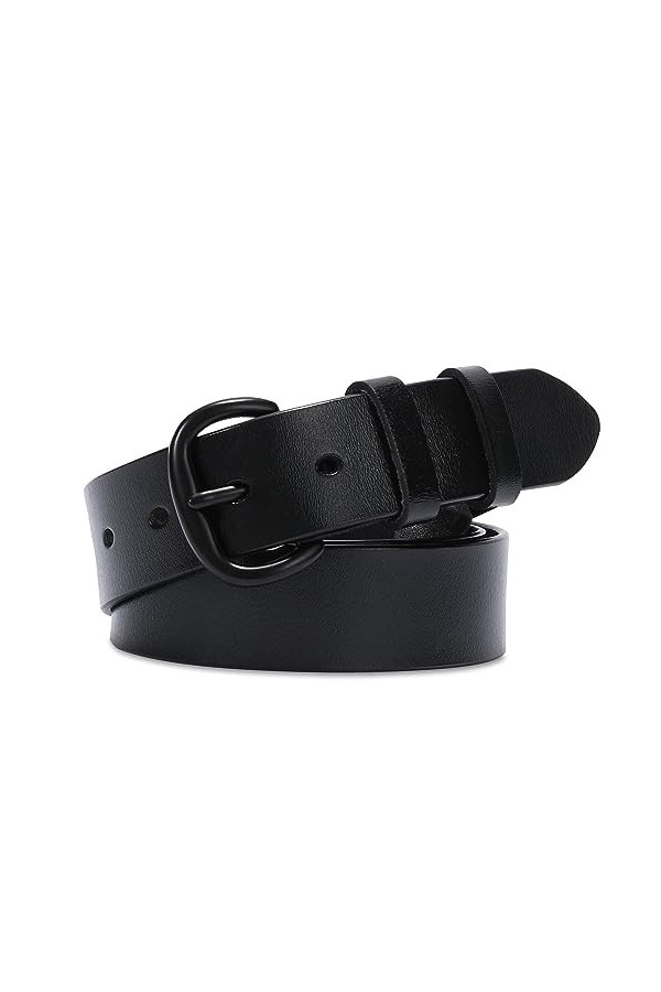 JasGood Ceinture en cuir pour femme - Pour jeans - Noir - Avec boucle ardillon, 1 - Noir., 140cm Passt Taillengröße 116-125cm