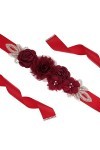 RDWESZOD Femme fille fleur ceinture pour mariage mariée/baby shower suit Vin rouge 