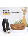 WERFORU Lot de 2 ceintures en cuir pour femme - Pour jeans - Mode - Pour pantalons et robes - Avec boucle dorée, A-noir+marro