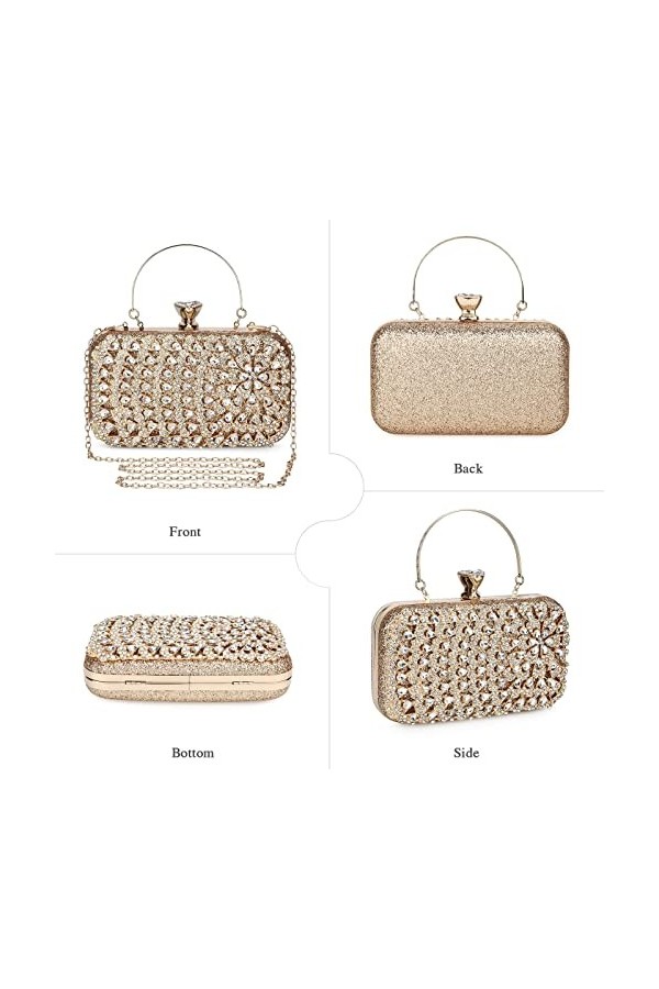 UBORSE Sac de Soirée Pochette Mariage Sac à Main Femme en Bandoulière Chaîne Démontable Superbe Cadeau pour Fête