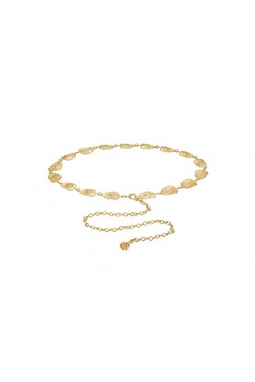 CHIC DIARY Ceinture, en métal, chaîne, pour femme, tendance, élégante, dorée, motif de feuille, décorative, or, taille unique