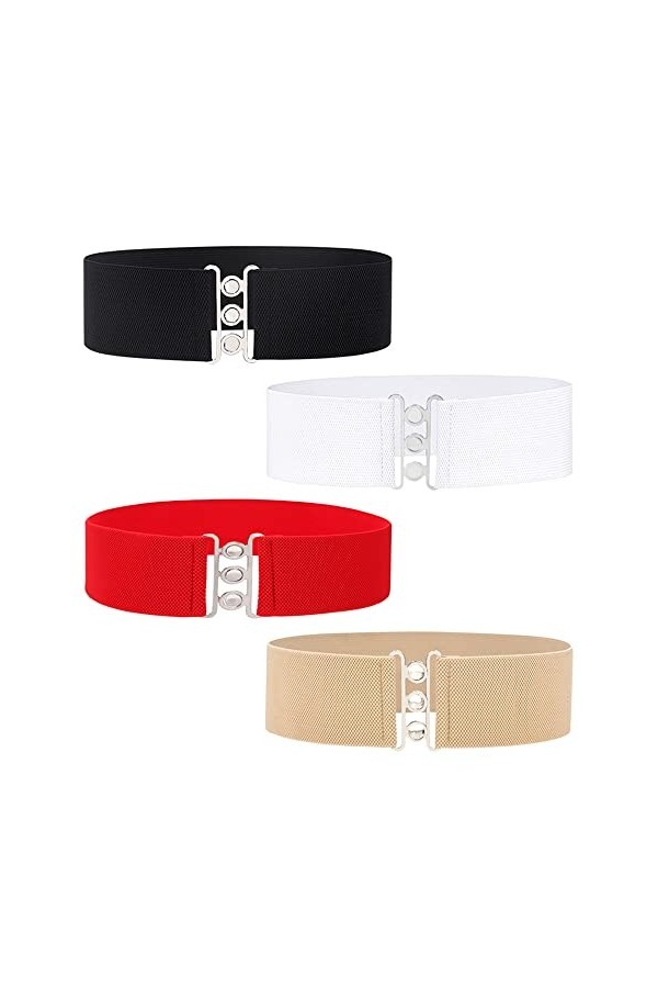 Belvanr Ceinture Large Femme 4 Pièces Ceintures Extensible pour Femme Ceinture Vintage Élastiquée pour Femmes Ceinture Elasti