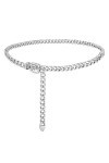 JasGood Chaîne de taille dorée pour femme - Ceinture réglable en métal - Pour robes de jeans, Argent Silver , 53W
