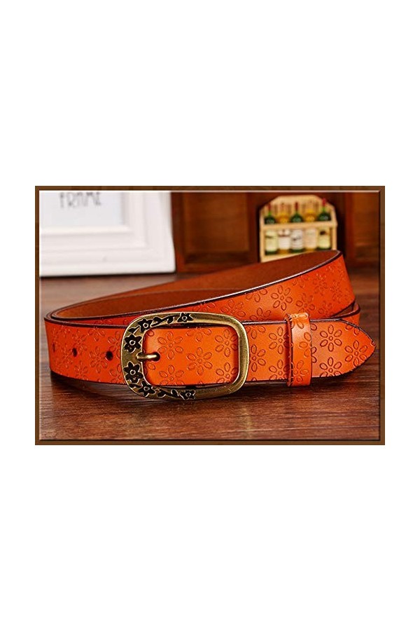 Scherry Ceintures en cuir pour femmes Vintage Floral Ardillon Bracelet pour Jeans Deuxième couche Cowskin Ceinture Femme Oran