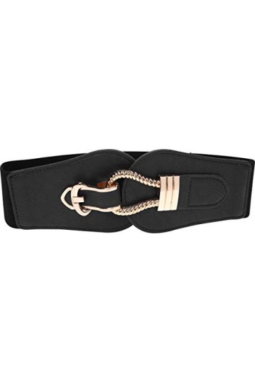 BlackButterfly Vintage Élastique Corde Crochet Ceinture Noir, XXL 