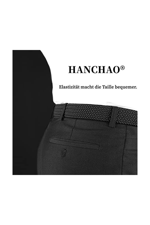 HANCHAO Ceinture Tressée Élastique Femmes Hommes Ceinture Extensible Unisexe Belt Bleu-4-105cm