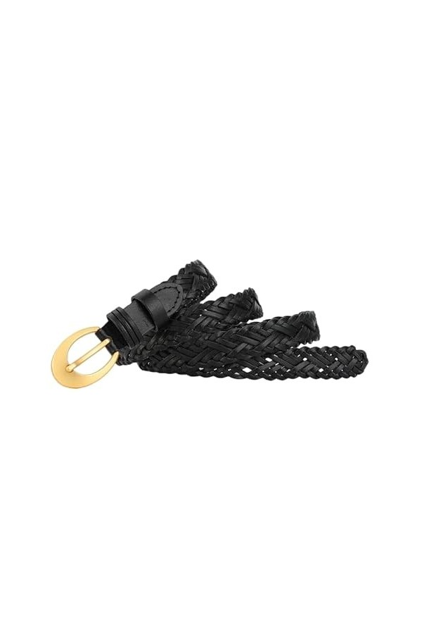 GIMIRO Ceinture tressée en cuir pour femme - 2 x 102 cm - En cuir de vachette - Robe jupe pantalon taille étroite - Accessoir