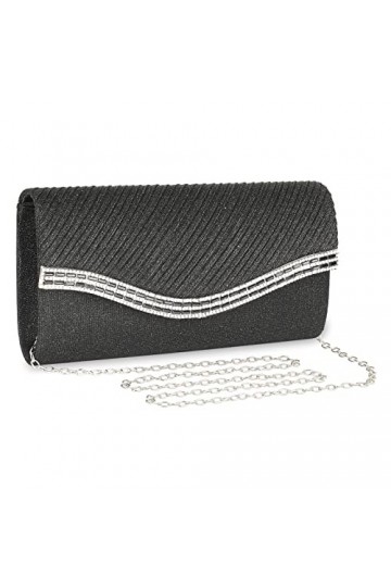UBORSE Sac de soirée Femme Pochette Brillante avec Strass Sac à main avec Chaîne Petit sac à bandoulière Enveloppe Sac à band