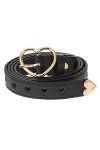 TENDYCOCO Ceinture à boucle en forme de cœur - Ceinture creuse - Ceinture en cuir synthétique - Ceinture de taille pour femme