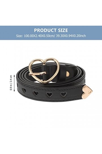 TENDYCOCO Ceinture à boucle en forme de cœur - Ceinture creuse - Ceinture en cuir synthétique - Ceinture de taille pour femme