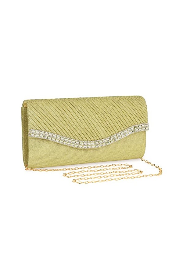 UBORSE Sac de soirée Femme Pochette Brillante avec Strass Sac à main avec Chaîne Petit sac à bandoulière Enveloppe Sac à band