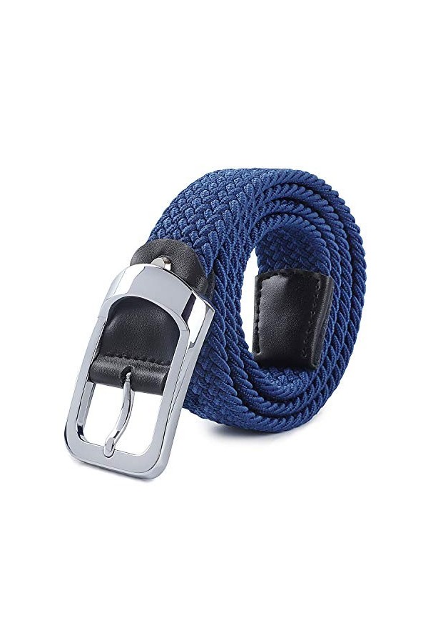 HANCHAO Ceinture Tressée Élastique Femmes Hommes Ceinture Extensible Unisexe Belt Bleu-4-105cm