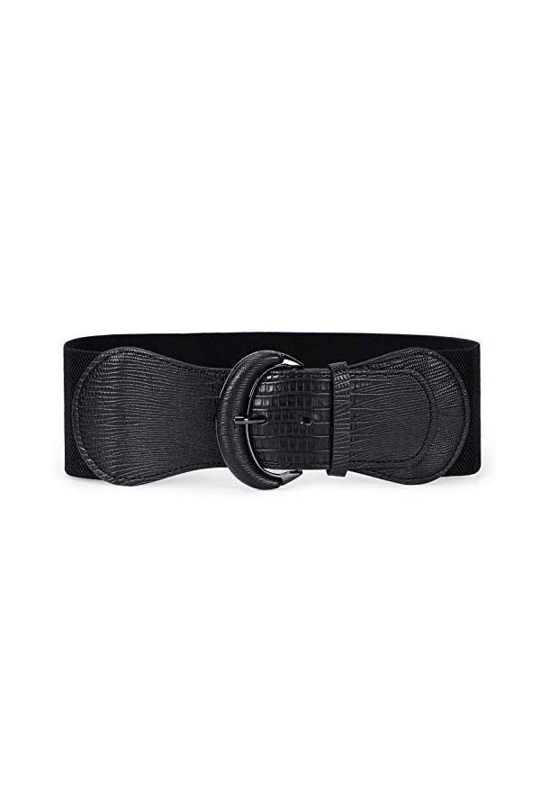 WERFORU Ceinture élastique large pour femme avec boucle de ceinture, a-noir, taille 40/44"