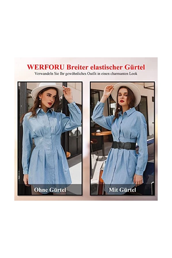 WERFORU Ceinture élastique large pour femme avec boucle de ceinture, a-noir, taille 40/44"