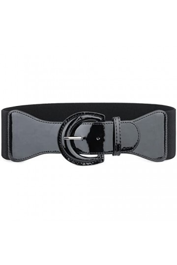 JasGood Ceinture extensible pour femme - Style vintage - Large ceinture élastique, 1 - Noir., taille 70/89 cm