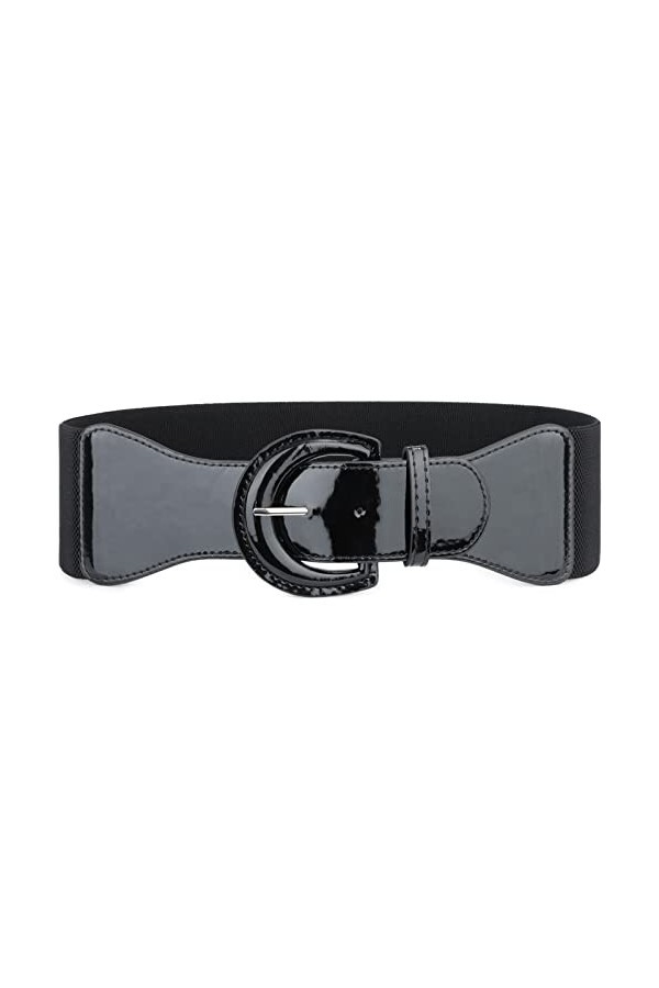 JasGood Ceinture extensible pour femme - Style vintage - Large ceinture élastique, 1 - Noir., taille 70/89 cm