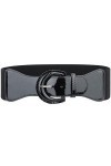 JasGood Ceinture extensible pour femme - Style vintage - Large ceinture élastique, 1 - Noir., taille 70/89 cm