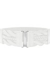 BlackButterfly 3 Pouces de Large Élastique Tressé Vintage Boucle Ceinture Blanc, XXL 