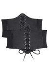 JasGood Lot de 2 ceintures corset pour femme - Ceinture à lacets - Ceinture large élastique pour costume dHalloween, 1 - Noi