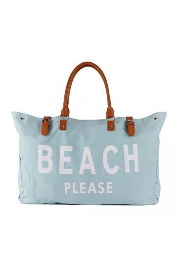 Lamyba Sac fourre-tout de plage pour femme imperméable et résistant au sable, bleu, X-Large