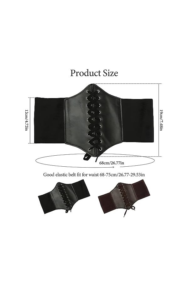 peiyee ceinture corset femme noire Rétro Ceinture pour Femme à Lacets ceinture corset femme Convient aux femmes avec jupes et