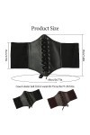 peiyee ceinture corset femme noire Rétro Ceinture pour Femme à Lacets ceinture corset femme Convient aux femmes avec jupes et