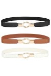 Lidiper 3 Pièces Ceintures Fines Extensible pour Femme, Ceinture de Taille Large de Femmes Rétro en Métal Élastique Ceinture 