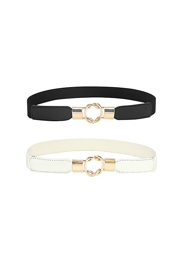 Lidiper 3 Pièces Ceintures Fines Extensible pour Femme, Ceinture de Taille Large de Femmes Rétro en Métal Élastique Ceinture 